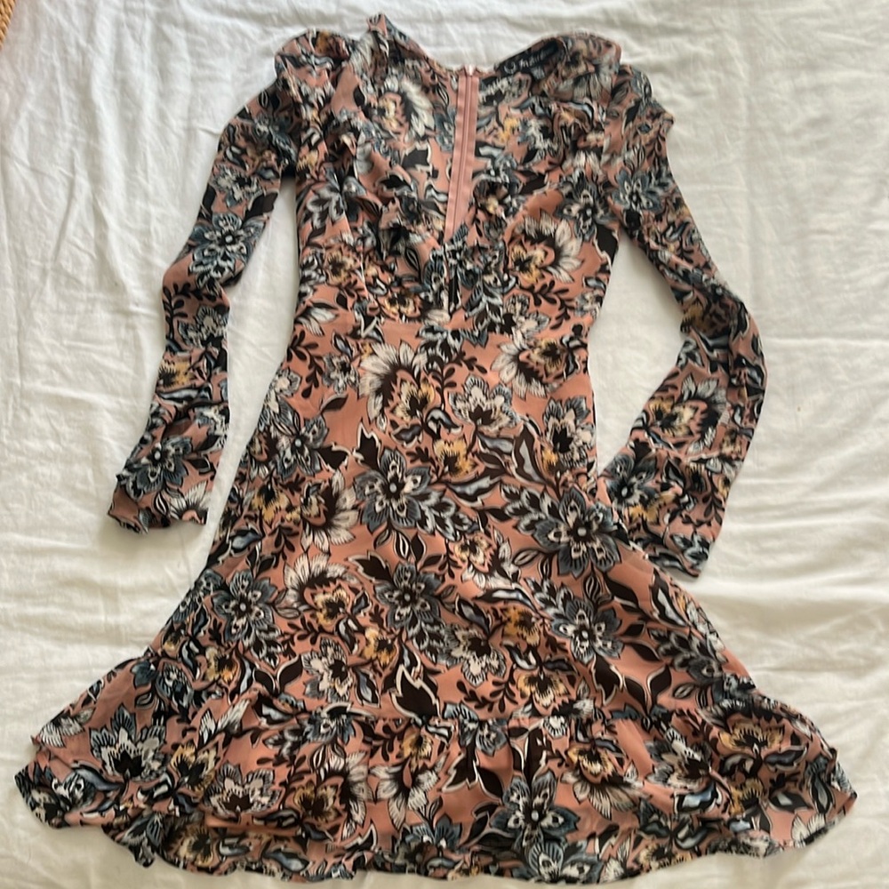 Long sleeve For Love and Lemon chiffon patterned dress